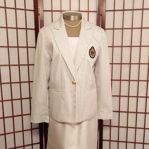 3/$18 CLOSET CLOSING WHITE  BLUE NAUTICAL BLAZER